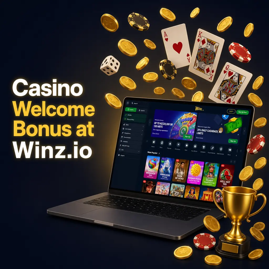 Winz casino welcome bonus: 100% deposit match up to NZD100 plus Wheel of Winz spin worth up to NZD20,000