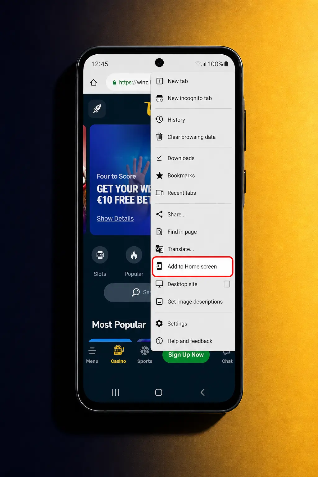 Step-by-step guide to download and install the Winz APK app for Android devices, including casino and sportsbook access.