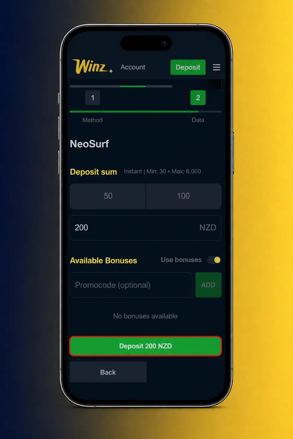 Step-by-step guide to placing a first bet on Winz, from account login to confirming the slip