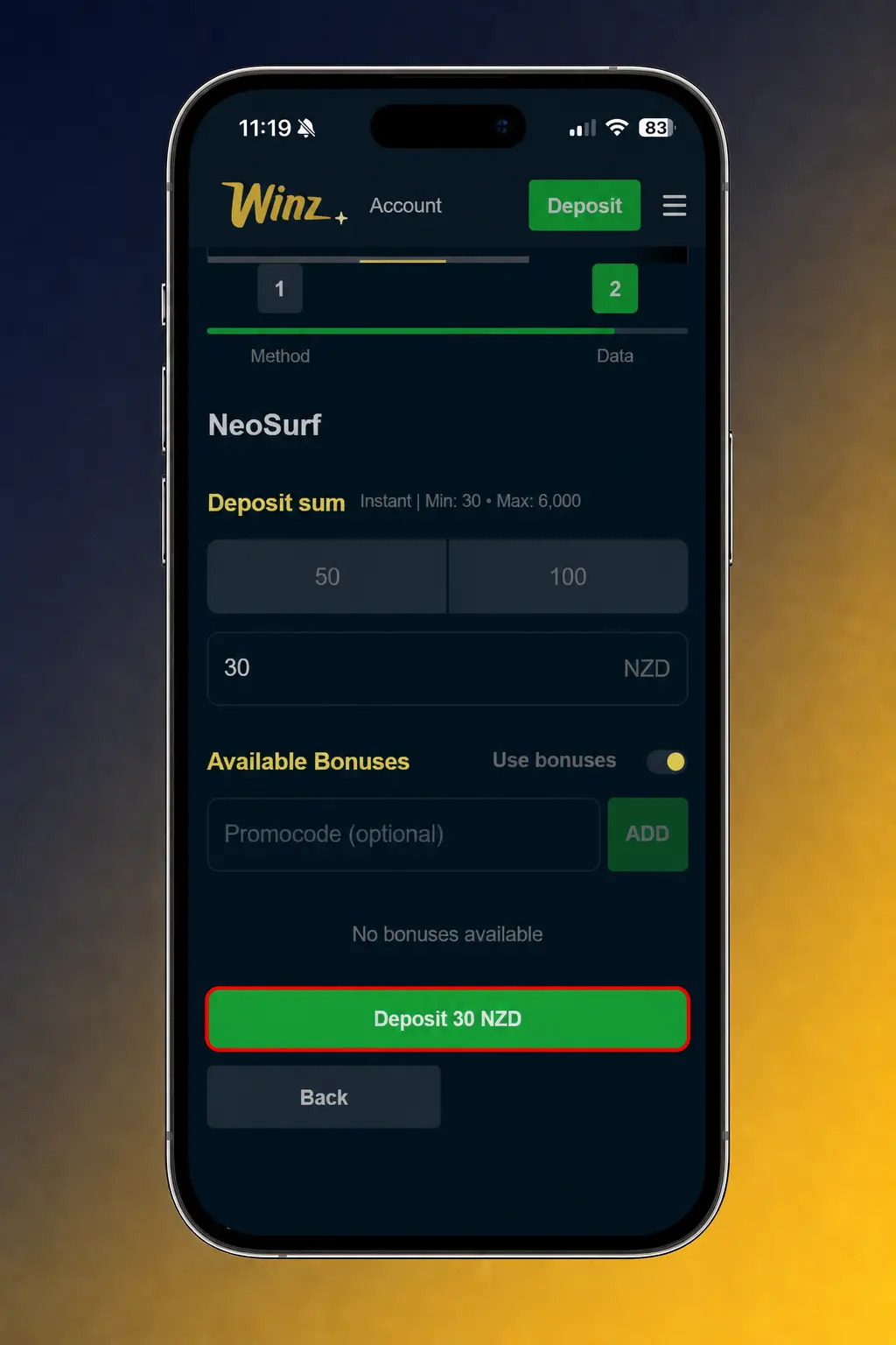 Step-by-step guide to signing up and joining a live dealer table at Winz Casino