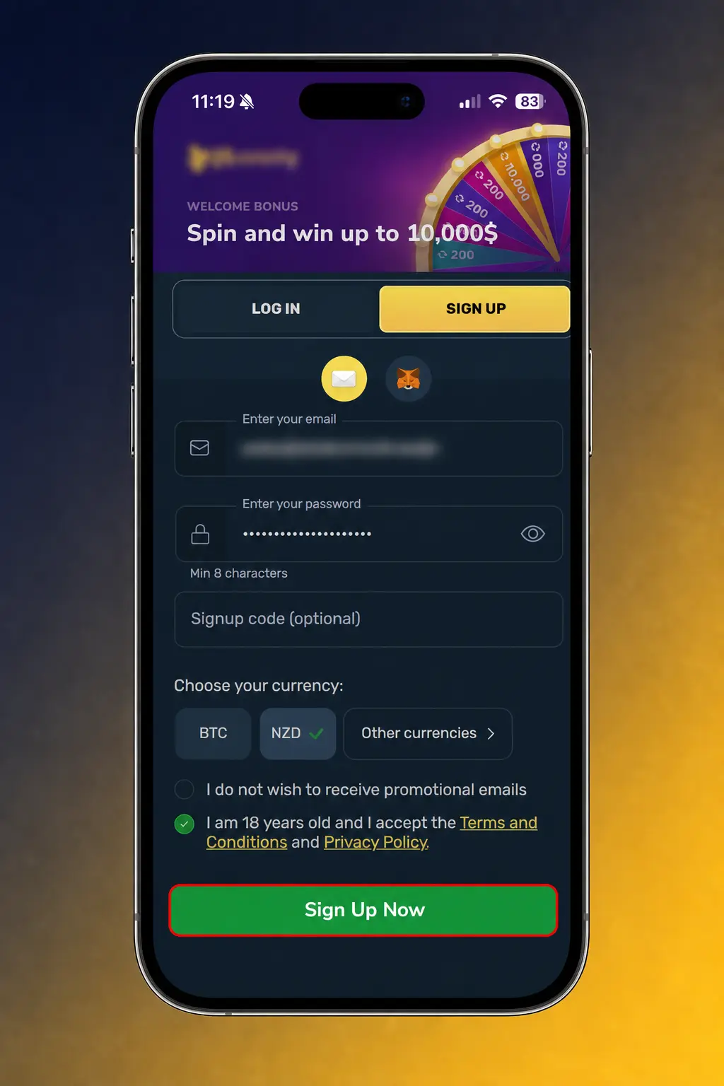 Step-by-step guide to signing up and joining a live dealer table at Winz Casino
