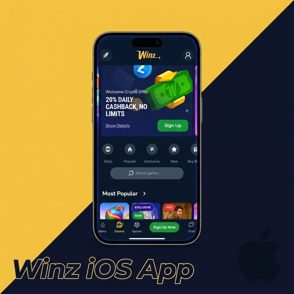 Winz iOS app guide: add the casino and sportsbook to your iPhone or iPad home screen via Safari's share menu.