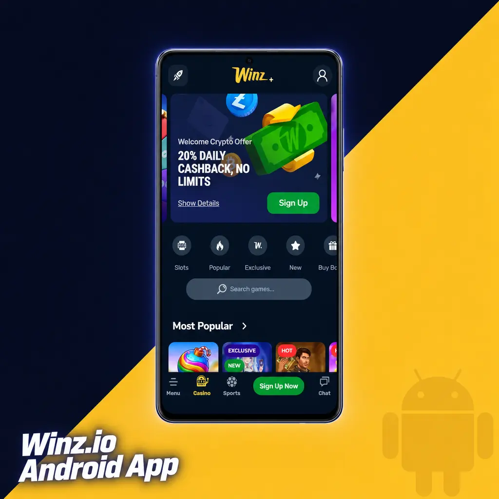 Winz Android app APK download screen showing install steps for smartphones and tablets on Android 6.0+