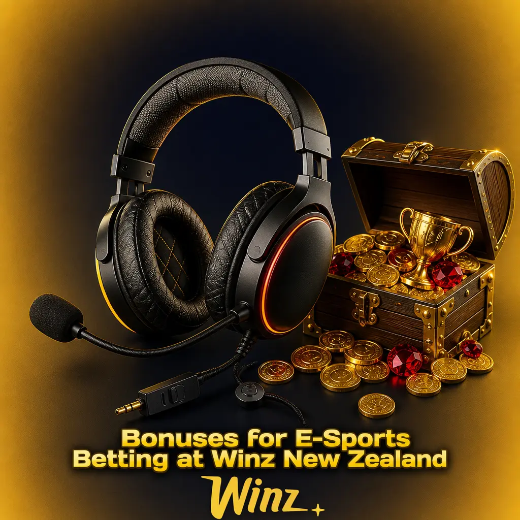 Winz NZ esports betting welcome bonuses: Wheel of Winz spin and 100% deposit match up to NZD 100.