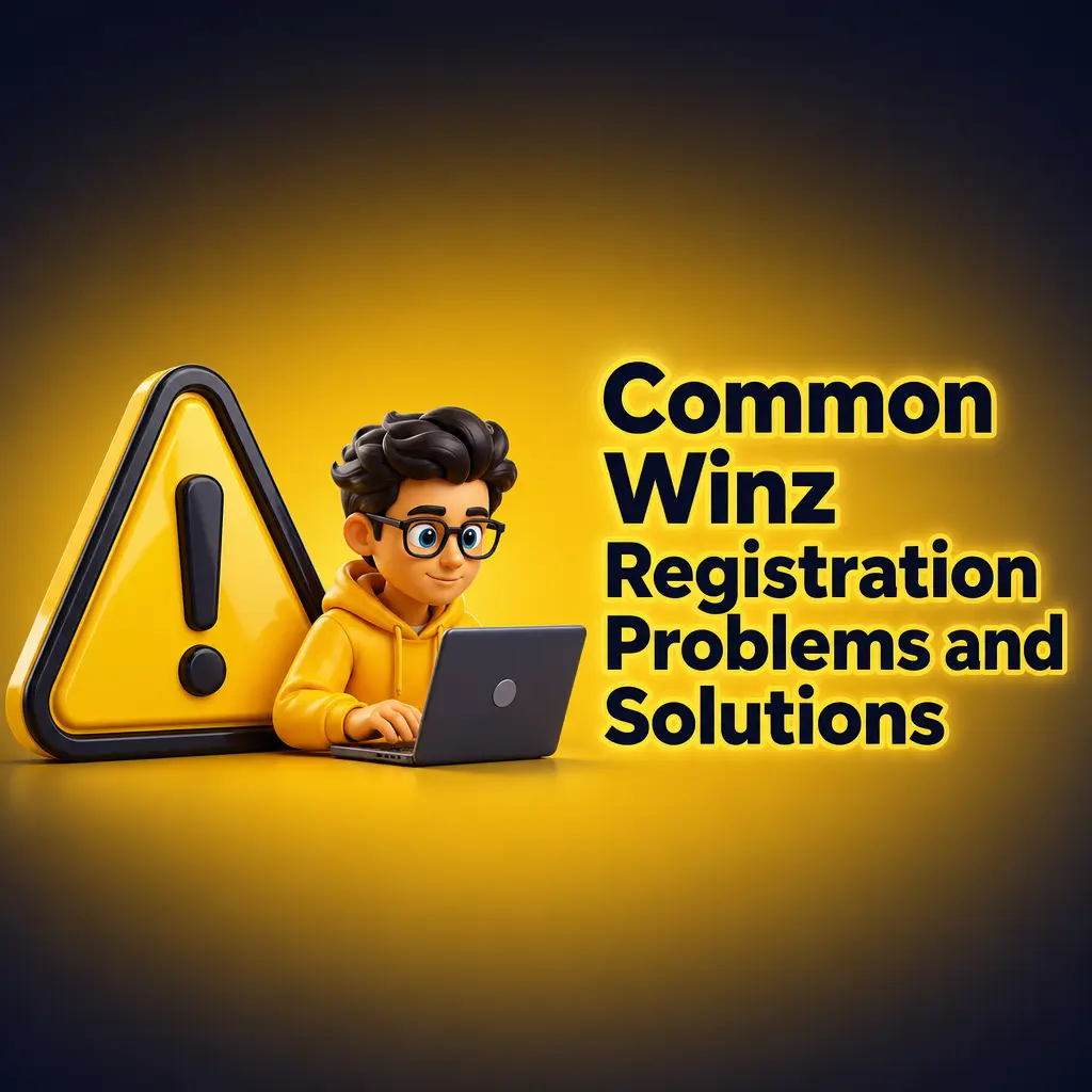 Table of common Winz registration problems and solutions, including email, SMS code, currency, KYC, and One Click sign-up issues.